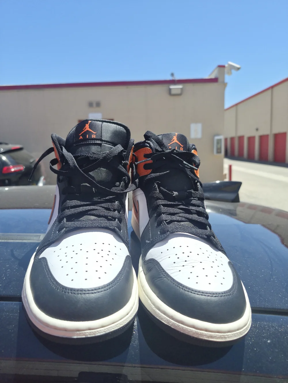 Nike Air Jordan 1 Mid Men’s Shoes - Black/White/Orange